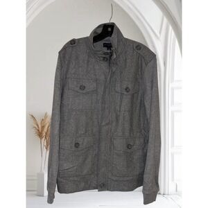 Banana Republic Men's Gray Utility Jacket Size Medium Wool Blend  ButtonCollar